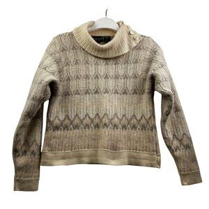 Jeanne Pierre Petites Beige Wool Blend Sweater w/Patterned Knit&Button Details S